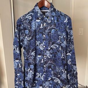 Tommy Hilfiger Navy and Light Blue Floral Shirt